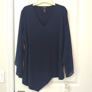 Navy Asymmetrical Blouse